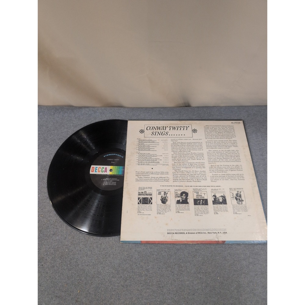 Conway Twitty Sings Vinyl LP Decca DL 74724 Stereo 1966 Country Music Album - Picture 2 of 2